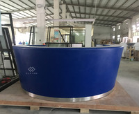 Bureau de réception circulaire de style européen haut de gamme en acrylique de couleur bleue, surface solide/marbre artificiel