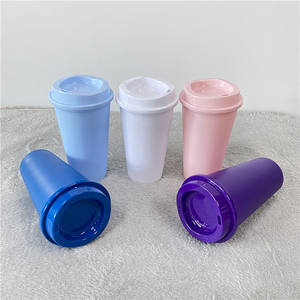 Tazas <span class=keywords><strong>de</strong></span> café en blanco reutilizables para manualidades, tazas <span class=keywords><strong>de</strong></span> <span class=keywords><strong>vinilo</strong></span> reutilizables <span class=keywords><strong>de</strong></span> color sólido <span class=keywords><strong>de</strong></span> 16oz, para café caliente, paquete con tapas - Product Image 5