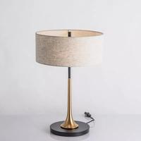 Abat-jour rond décoratif en tissu moderne pour la maison Lampe de table avec base E14 220V pour salles de lecture Décoration de hall Dimension d'emballage personnalisée