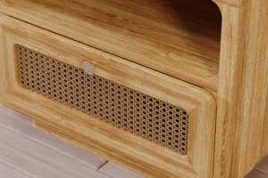 Rene Convertible Traditional Solid Teak Wood <b>Night</b> <b>Stand</b> Versatile Rattan Accent Furniture Bedroom Living Room Dining Apartment - Product Image 4