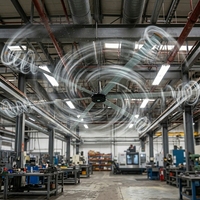 Großer 5,5m 6-Blatt HVLS Energiesparender Permanentmagnet Industrie-Deckenventilator Aluminiumlegierung-Flügel Kugellager 720000 m³/h
