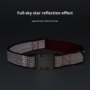<span class=keywords><strong>Collar</strong></span> reflectante para perro, cadena de nailon de gama alta cepillada en oro claro, <span class=keywords><strong>collar</strong></span> para perro con patrón sólido - Product Image 4