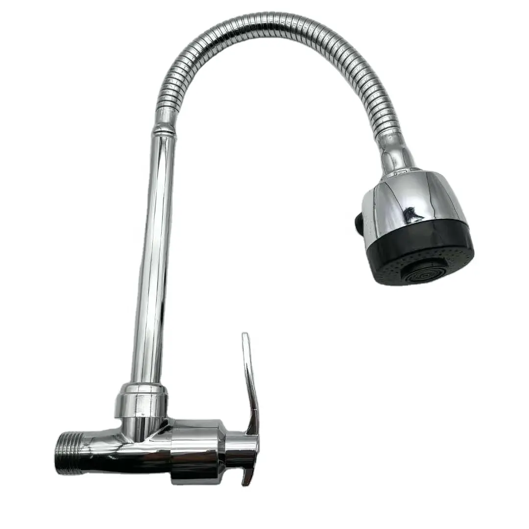 Factory price OEM kitchen sink tap single hole single handle cold water pull out faucet wall mounted zinc body kitchen faucet