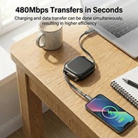 Cable USB C a USB C 3A de Carga Rápida de 60W, Cable de Datos USB Retráctil para Teléfono Móvil, Cable de Carga Súper Rápida