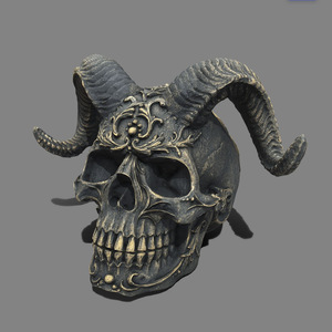 Estatua de Resina Punk - Escultura Gótica de Cabeza de Cabra Satánica, Estética Ecológica, Decoración de Mesa para Halloween - Product Image 5