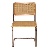 Chaise de salle à manger empilable en rotin de haute qualité, style nordique coréen, avec pieds en métal et assise en bois d'hévéa, chaise de café, de bureau, de balcon ou de bureau sans accoudoirs