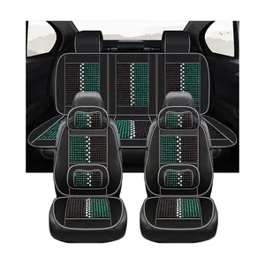 Fundas de asiento de coche Xiangta con diseño hecho a mano fundas de asiento de coche de cuentas de madera sintética funda de asiento de cuero genuino negro y rojo