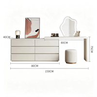 Coiffeuse télescopique en bois massif, moderne et minimaliste, avec tiroirs intégrés, unité de vanité de luxe léger pour chambre à coucher