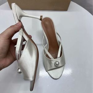 Sandales d'été élégantes à lacets en soie véritable, style luxe, talons blancs pour femme - Product Image 3