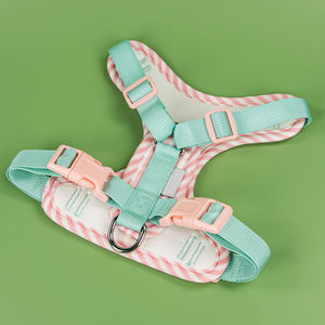 Kain lembut warna-warni dan anyaman Mesh kontrak warna bernapas Platice atau aksesoris logam untuk berjalan anjing <span class=keywords><strong>Harness</strong></span> - Product Image 3