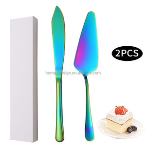Gran oferta, Metal de comida de juego de cubiertos de 2 piezas de acero inoxidable, cuchillo <span class=keywords><strong>para</strong></span> <span class=keywords><strong>pan</strong></span> de queso y Pizza, cesta de repostería, <span class=keywords><strong>pala</strong></span> <span class=keywords><strong>para</strong></span> servir pasteles - Product Image 6