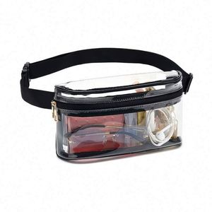 Custom Logo Outdoor Transparent Crossbody Sports Fitness Fanny <b>Pack</b> Black Clear PVC <b>Waterproof</b> Fitness Waist Bag for Girls - Product Image 3