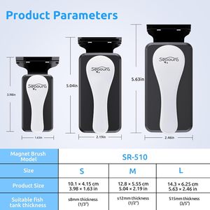Limpiador Magnético para Acuarios SEAOURA SR-510 con Raspador de Algas de Doble Cara y Cepillo <span class=keywords><strong>Interior</strong></span> Flotante para Peceras de Vidrio - Product Image 2