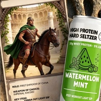 Protein Hard Seltzer Sabor Sandía y Menta, 10g de Proteína de Suero, 10% ABV, Personalizable, 330ml, Bebida Alcohólica Espumosa para Después del Ejercicio