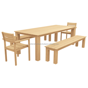 Moderno e durevole <span class=keywords><strong>tavolo</strong></span> da pranzo rettangolare in legno massello Set 2 panche 2 sedie <span class=keywords><strong>dimensioni</strong></span> personalizzate ristorante commerciale Hotel banchetto - Product Image 1