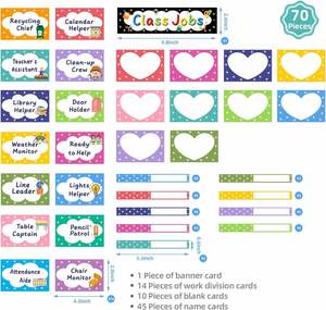 Ensemble de tableaux de rangement de classe avec 17 poches, tableau des tâches de classe durable pour les enseignants et les élèves du primaire - Product Image 5