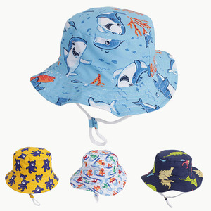 2023 été enfant en bas âge bébé enfants large bord Panama seau plage soleil chapeaux dessin animé dinosaure imprimé Animal bébé garçons filles seau <span class=keywords><strong>chapeau</strong></span> - Product Image 6