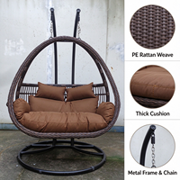 Fauteuil suspendu double pour patio, chaise suspendue en forme d'œuf pour 2 personnes, avec coussin, siège en rotin PE, moderne, pour salon, cour