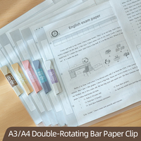 Organisateur de documents A3 A4 à double rotation avec clip et étiquette pour classement des papiers scolaires, de bureau et d'examen