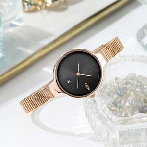 New Women Japanese Minimal Style Calendar Watch Elegant Slim Compact Mesh Band Wristwatch - Product Image 4