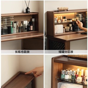 Solid Wood <b>Dressing</b> <b>Table</b> Black Walnut Extendable With <b>Storage</b> Bedroom Corner Vanity - Product Image 3