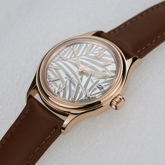 38mm 316L Stainless Steel Customized Logo Special Glass Leather Strap High Quality Quartz Movement Wrist Watches for Fashion