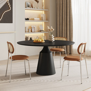 Rock Plate Dining <strong>Table</strong> for <strong>Small</strong> Apartments Minimalist Design Pure Black <strong>White</strong> Turntable Top Anti-scratch Anti-scalding No - Product Image 2