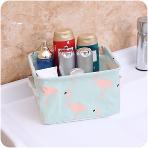 Printed cotton and linen <b>storage</b> basket with handles, miscellaneous item <b>storage</b> basket, <b>fabric</b> desktop cosmetic <b>storage</b> <b>box</b>, - Product Image 1