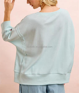 Sudadera de punto gofrado con lentejuelas de menta y bordado de langosta para el <span class=keywords><strong>4</strong></span> de julio, cuello redondo oversize, manga 3/<span class=keywords><strong>4</strong></span>, top casual para mujer - Product Image 3
