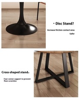 Ensemble de table à manger ronde moderne avec 6 chaises, plateau en bois composite marbré, pieds en métal, chaises rembourrées pour cuisine, restaurant, maison