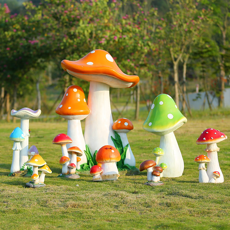 Funghi Statua In Resina - Set 3 Pezzi, Decorazione Per Giardino, Casa O Miniature, Colorati E Dettagliati