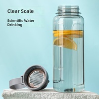 Bouteille d'eau classique DIBE portable grande capacité, écologique et motivante, personnalisable, sans BPA, en plastique, avec bouchon à vis, pour le sport