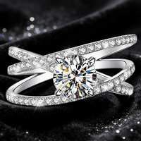 Bague pour femme en argent S925, testée et certifiée, motif Trois Vies Trois Mondes, sertie d'un Moissanite 1 carat, pour fiançailles, mariage et alliance