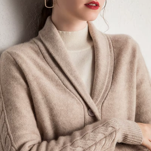 <span class=keywords><strong>Cardigan</strong></span> Corto da Donna Classico <span class=keywords><strong>Nero</strong></span>, Tessuto Personalizzato a Trama Intrecciata, Caldo e Spesso per Climi Freddi - Product Image 2