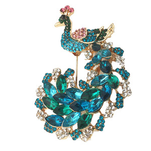 Broche de Pavo Real con Cristales de Estrás, Diseño Delicado, Fabricación China, Pin de Solapa de Lujo - Product Image 1