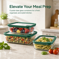 Boîte à lunch en verre résistant à la chaleur, avec couvercles en verre, verre borosilicate sans BPA, idéale pour les voyages, directement de l'usine