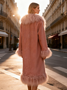 Trench Lungo da <span class=keywords><strong>Donna</strong></span> Invernale 2024 in Montone Shearling <span class=keywords><strong>con</strong></span> <span class=keywords><strong>Pelliccia</strong></span> Mongola Personalizzata in Vera Lana d'Agnello - Product Image 6