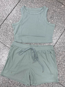 Abbigliamento Femminile Personalizzato, Top Corto e Pantaloncini da Ciclista, Set Due Pezzi, Completo Sportivo Estivo da <span class=keywords><strong>Donna</strong></span> - Product Image 2