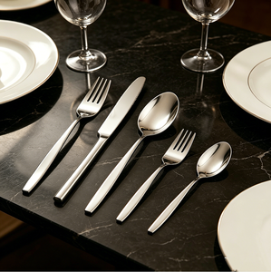 Juego de Vajilla de Acero Inoxidable <span class=keywords><strong>430</strong></span> de Alta Calidad al por Mayor, Precio de Fábrica, 5 Piezas, Pulido Espejo, Marca HZX HONGZHIXING para Hoteles Globales - Product Image 1