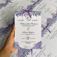 Carte d'invitation de luxe personnalisée avec enveloppe, sceau auto-adhésif, finition miroir, cartes de vœux, invitation de mariage
