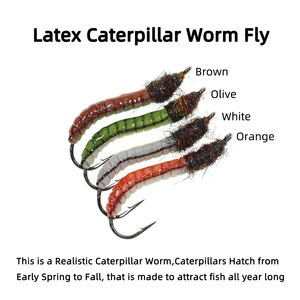 #12 realistico Caterpillar Worm Fly in lattice epossidico corpo luminoso Larva artificiale esca pesca a mosca trota esca esca per persico blu - Product Image 2