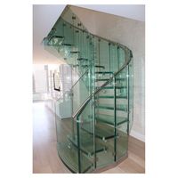 Escalier en spirale en verre Prima, escalier circulaire, escalier en arc en acier inoxydable, escalier intérieur personnalisé, marche en métal en fer