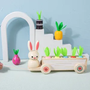 2022 кролик потянув корзину для маленьких детей игрушки тянуть тележки тележка шнурок От 1 до 3 лет детские ходунки Набор игрушечных автомобилей