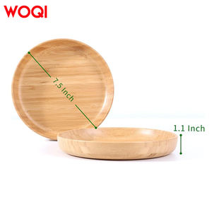 WOQI Assiettes en bois de <span class=keywords><strong>bambou</strong></span> réutilisables <span class=keywords><strong>Vaisselle</strong></span> légère pour enfants Plateau à dessert classique et <span class=keywords><strong>incassable</strong></span> - Product Image 2