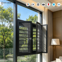 Fenêtre à auvent en aluminium à rupture de pont thermique certifiée CE, grand panneau de verre, style américain, pour maison, fenêtre à battant