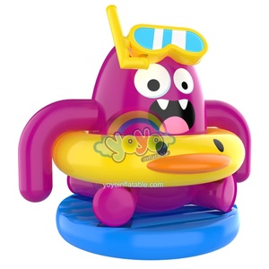 Bouée gonflable Yoyo en forme de pieuvre violette avec anneau de plongée et tuba pour sports nautiques - Product Image 1