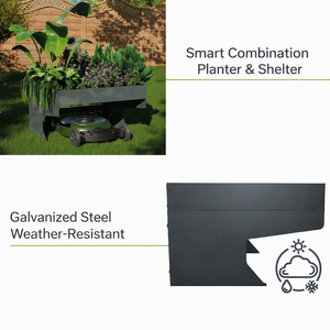 Abri pour tondeuse robot avec jardinière, en acier galvanisé résistant aux intempéries et aux UV, pour le rangement de tondeuses automatiques en extérieur - Product Image 3