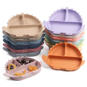 Newsun-Silicone New Bone Silicone Products Babies Baby Products Of All Types Dinosaur Dinner Plate Kids Dishes