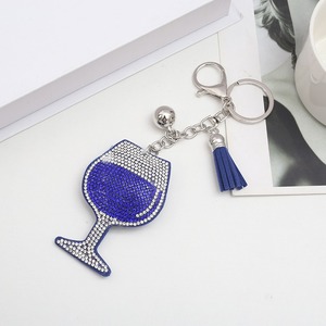 Porte-clés en verre à vin avec strass, cadeau de Noël 2026, promotionnel, diamant incrusté, porte-clés en métal avec pompon - Product Image 3
