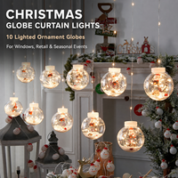 Guirlande lumineuse de Noël en forme de globe, 3 m, 10 globes, pour vitrine, alimentation secteur ou USB + piles